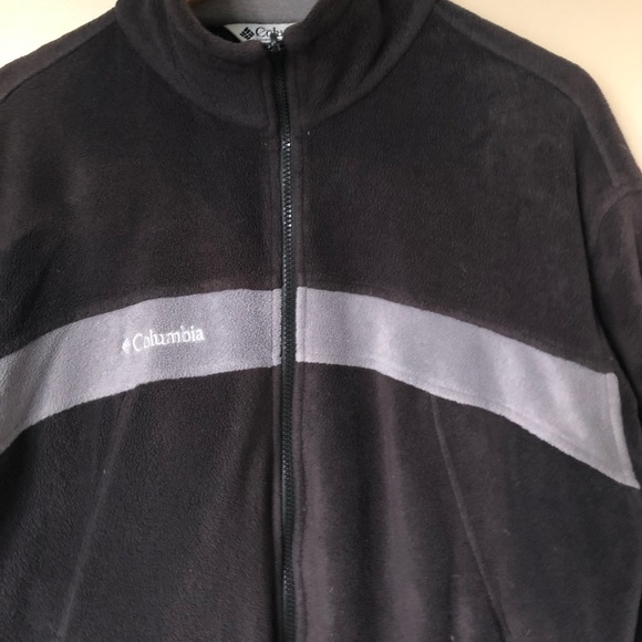 {Columbia} Dark Gray Fleece Jacket with Stripe - Picture 3 of 7